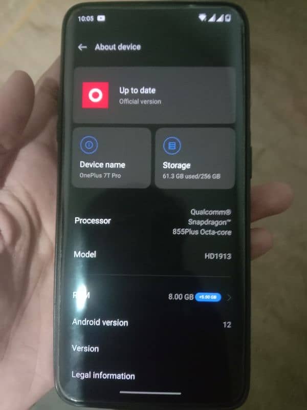 one plus 7t pro 8plus 5 ram 256 3