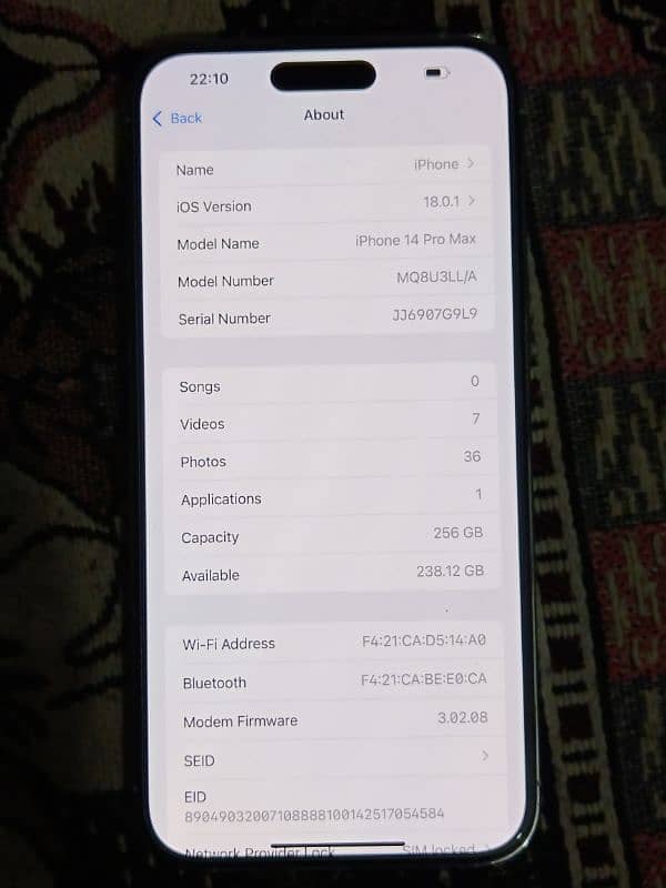 iPhone 14 pro MAx withe color 256gb 97% battery health 3