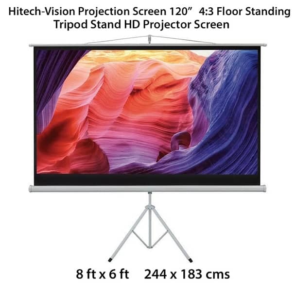 Hitech-Vision Tripod Stand Projector Screen - 120” (8 ft x 6 ft) 0