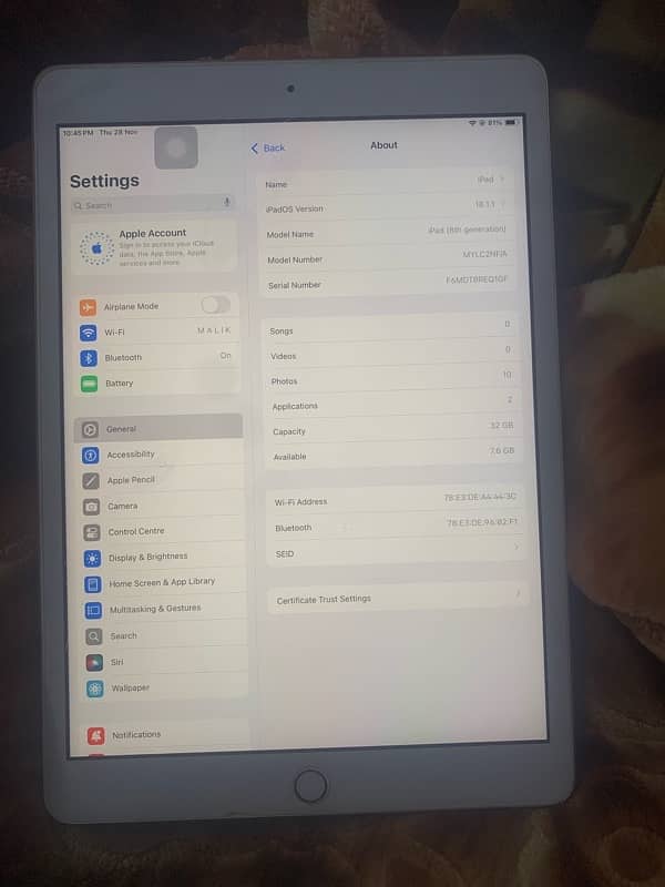 ipad 8 generation 32gb Exchange possible 2