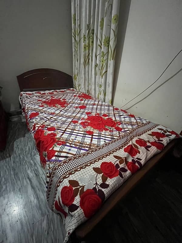 Wooden single bed with mattress 1