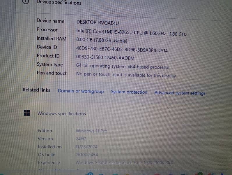 Dell laptop for sale in very excellent cndition no any fault 8/256 SSD 0