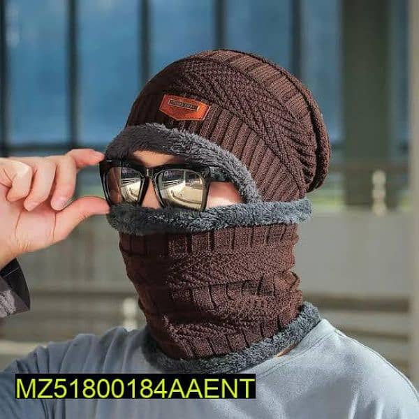 unisex woolen cap with neck warmer 0