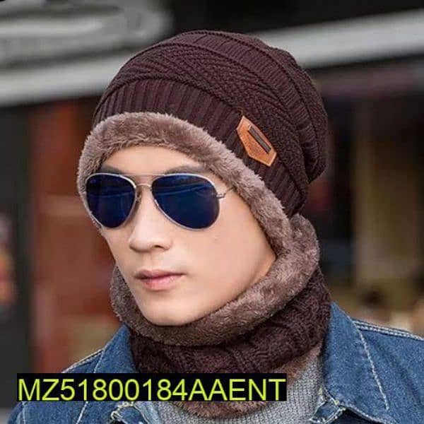 unisex woolen cap with neck warmer 1