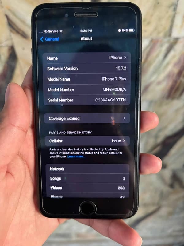 Iphone 7 plus Bypass 128 GB battery change only 7