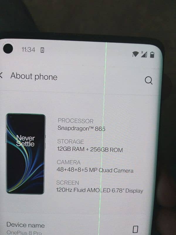 OnePlus 8pro 12gb 256gb line in screen 2