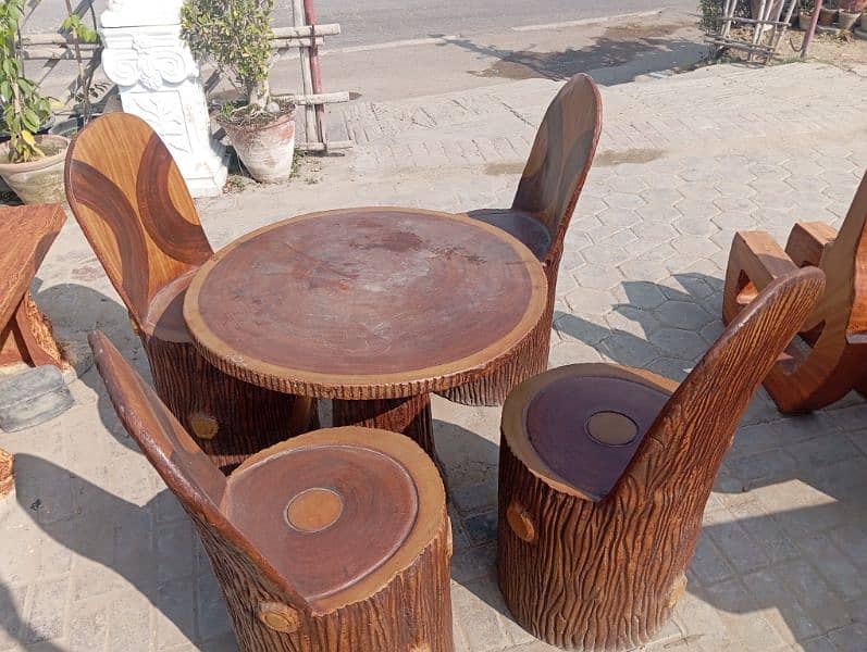 outdoor chair cement like wooden style 1