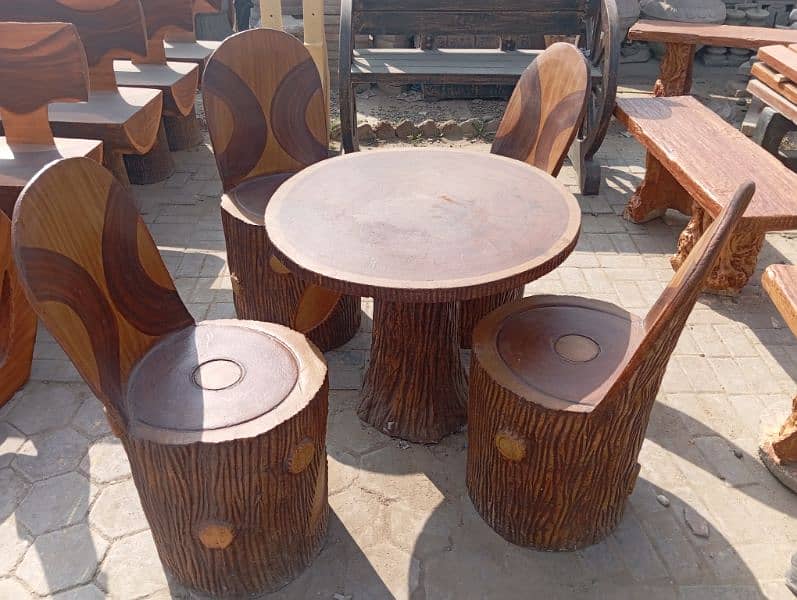 outdoor chair cement like wooden style 2