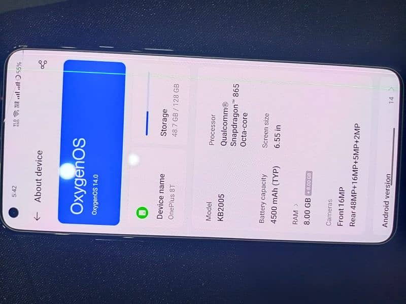 oneplus 8t duel sim approved 2lines display ma 4