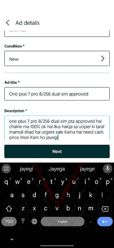 One plus 7 pro 8/256 dual sim approved 4