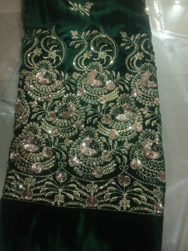 3 piece suit velvet full embroidery  with heave shal 1