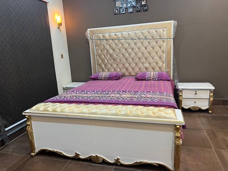 New King Size Bed + 2 Side Table 6