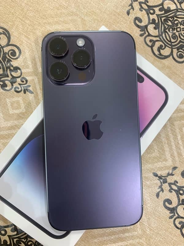 I phone 14 pro Max 256GB/purple just like New Condition 1