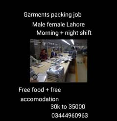 garments packing job lahore male female