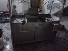 fast food counter hot plate with deep fryer with shawarma machine