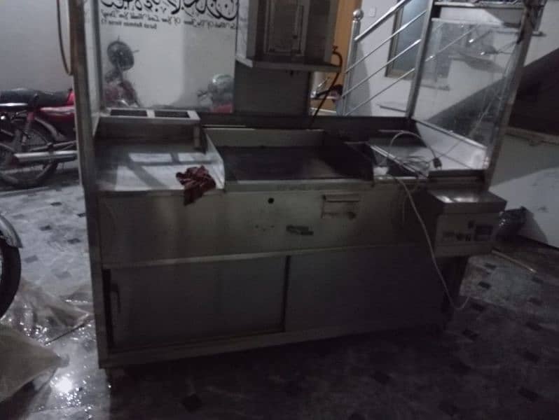 fast food counter hot plate with deep fryer with shawarma machine 0