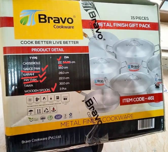 Bravo metal finish cookware 2