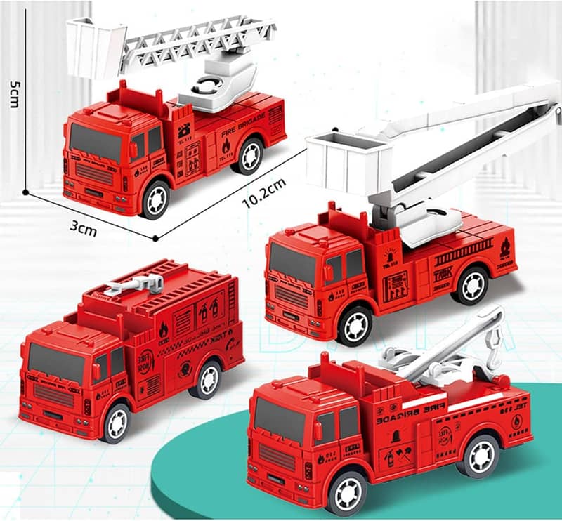 4x Fire Engine Toys Vehicles Building Set Early Learning Educational 0