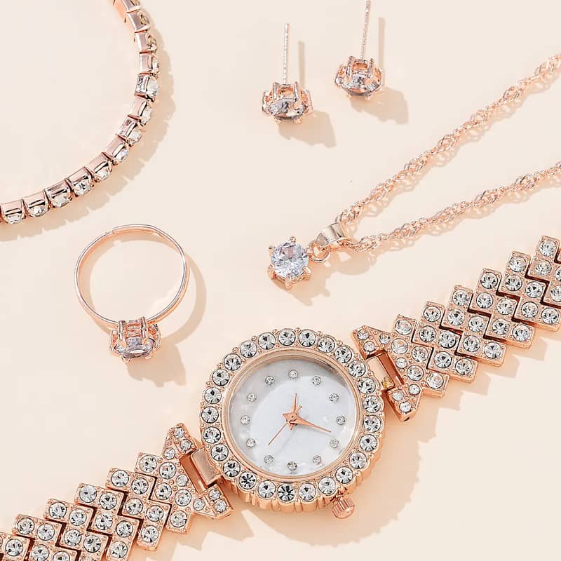 5 Piece set Fashion Women Quartz Watch Wristwatch Jewelry Set 2