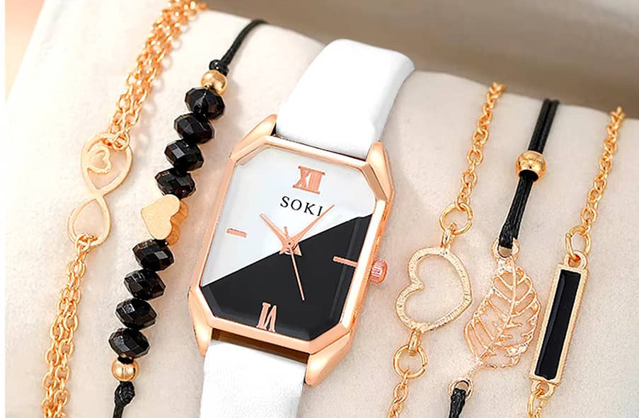 5 Piece set Fashion Women Quartz Watch Wristwatch Jewelry Set 15