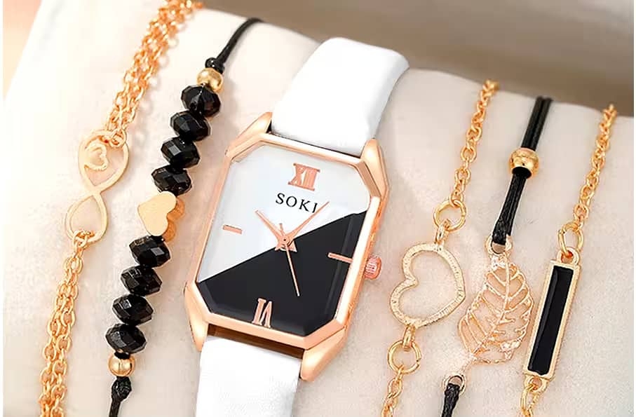 5 Piece set Fashion Women Quartz Watch Wristwatch Jewelry Set 19