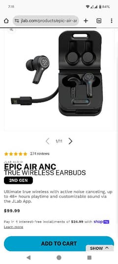 Jlab Epic Air ANC True Wireless 100% original USA brand