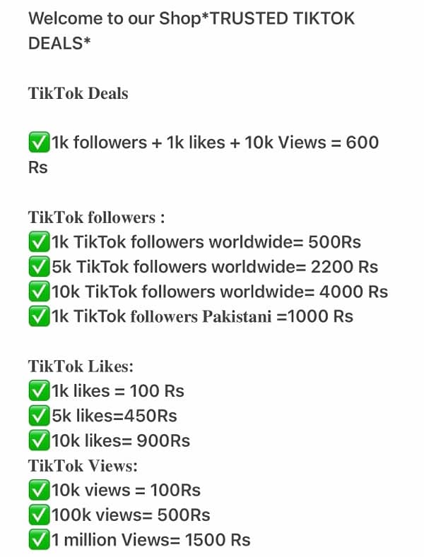 Tiktok likes, Followers 0