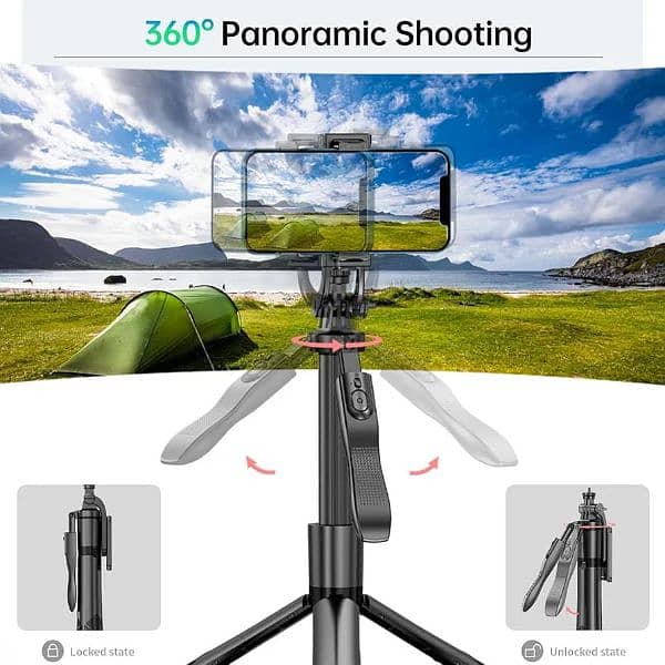 62 Inch stainless steel Selfie Stick Tripod with Remote controlled 5