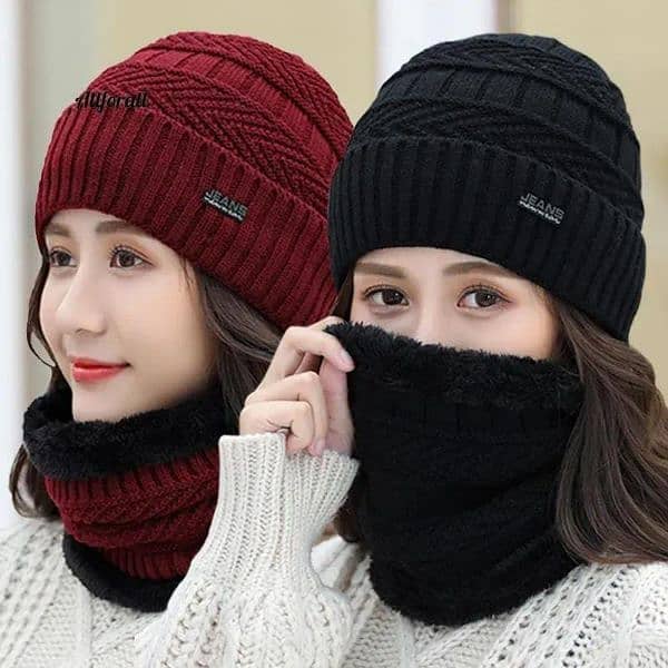 Wool Beanie With Neck Warmer 6