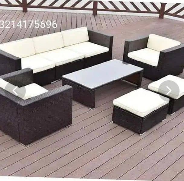 RATTAN OUTDOOR GARDEN UPVC FURNITURE SOFA SET CHAIRS TABLE UMBRELLA 2