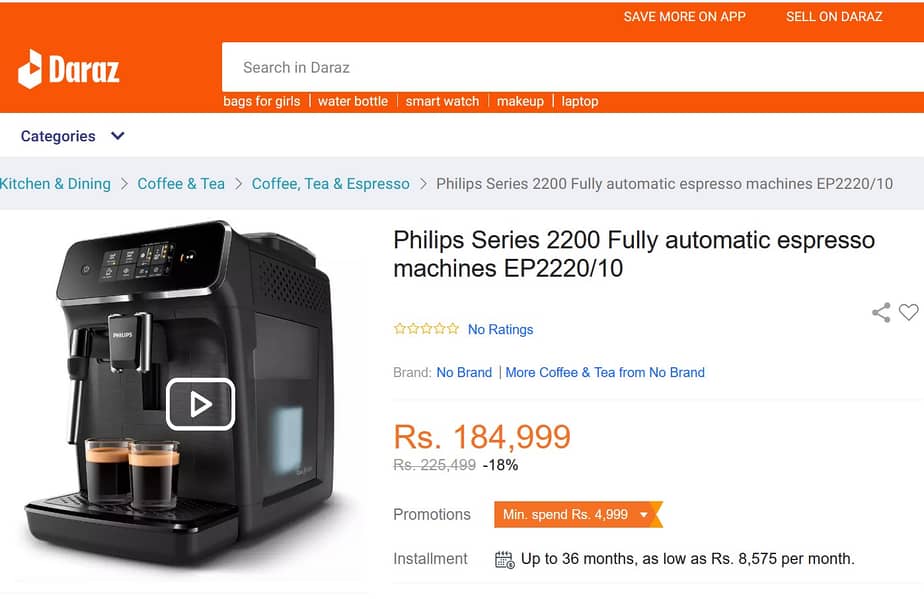 Philips 2200 series Fully Automatic Bean to Cup Coffee Machine 4