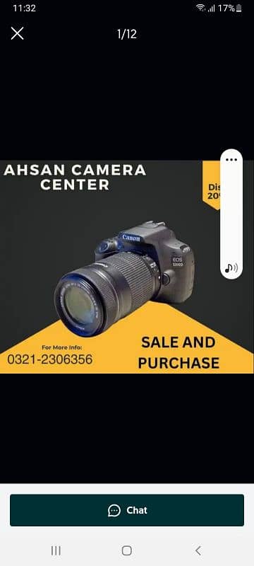 dslr camera starting price 8000/= Canon 300d  hai WhatsApp 03212306356 0