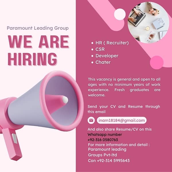 Hiring for Fresher & Experience 0