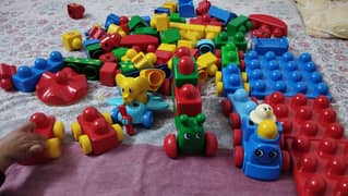 Blocks, animal figures, cars etc