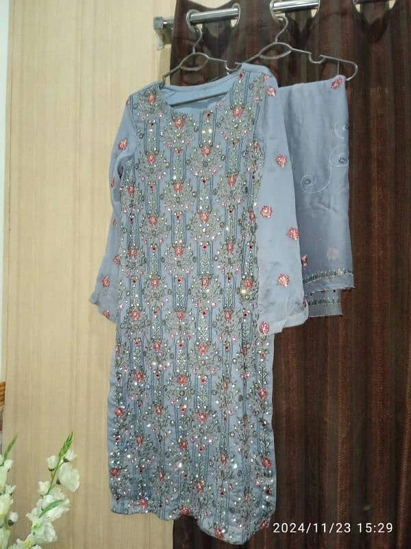 Grey Party Wear Fancy Jora 2