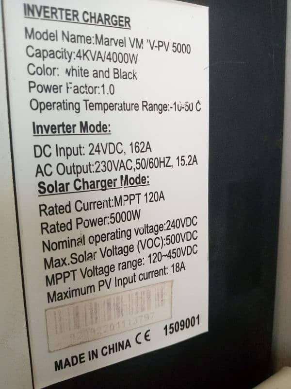 Ziewnic Marvel VM V-PV 5000 Solar Inverter (4KVA] -Excellent Condition 3