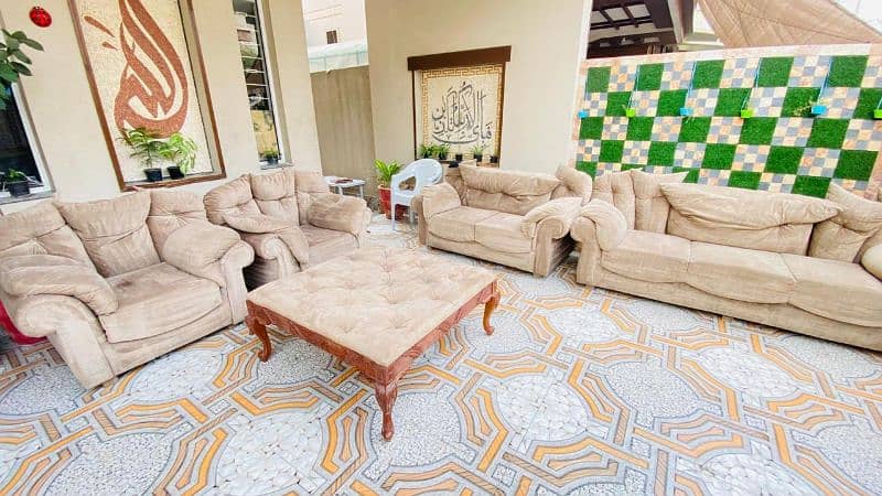 7 Seater sofa set and pure wooden table for sale 8