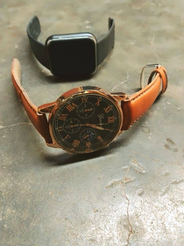 ((two watch)) 1 smart bracelet and 1 fashion watch leather straps 0