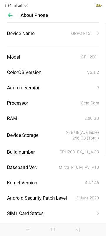 oppo F15 8/256 23k 11