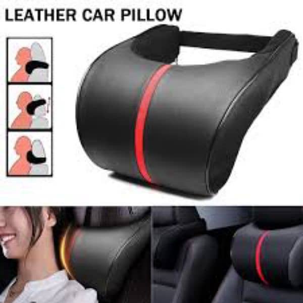 New Car Seat Neck Pillow Hardest Pu leather Adjustable High Quality 0