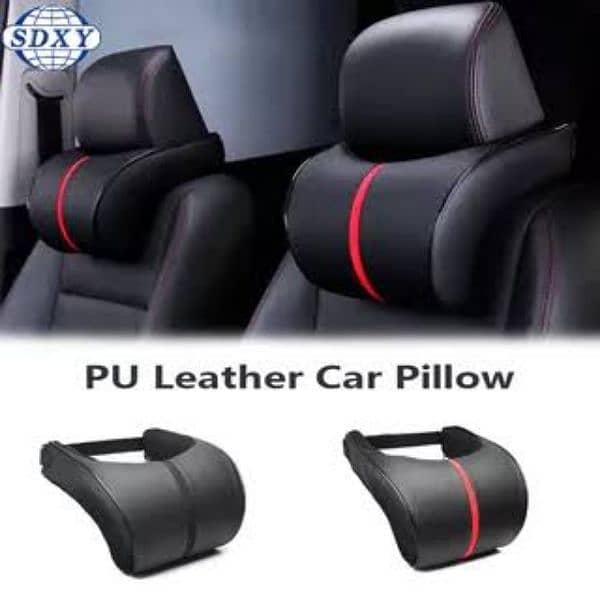 New Car Seat Neck Pillow Hardest Pu leather Adjustable High Quality 4