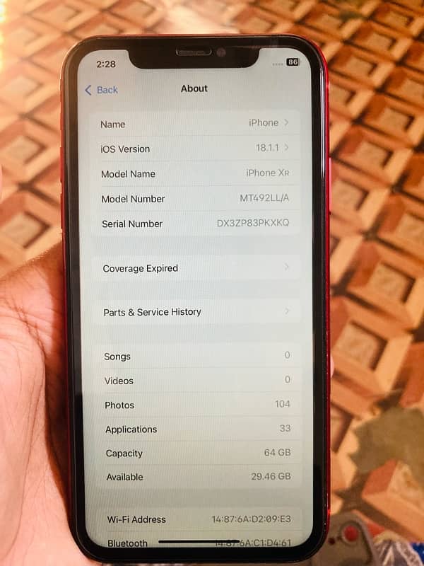 IPHONE XR 64GB FU non 0311/8408/748 7