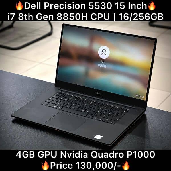 Dell Precision 5530 15 inch i7 8th Gen 8850H CPU 4GB GPU 16GB 256GB 0