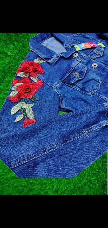 Ladies Denim Jacket with Flower 1