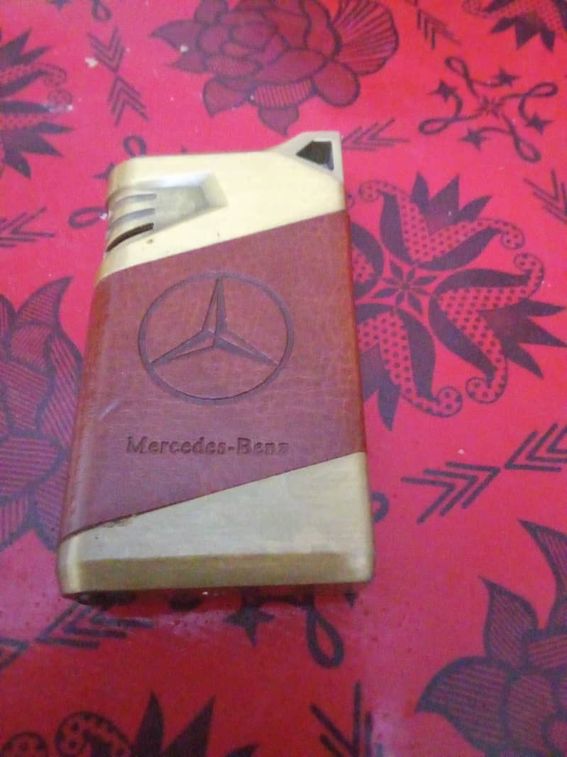 Premium Metallic Lighter with Mercedes Logo and Leather Cover 0