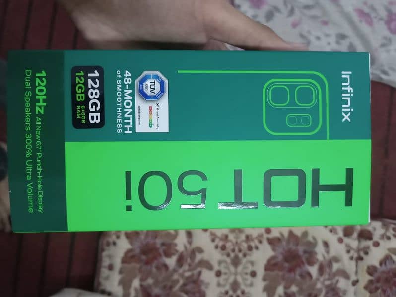 infinix hot 50i pta official approved 6/128gb. complete box saman 3