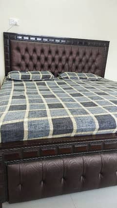 wooden duble bed luxury king Size with Side Tables and spring matress