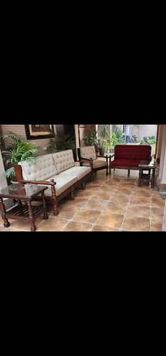 Pure Shisham Wood 7 Seater Sofa Set with 2 side tables