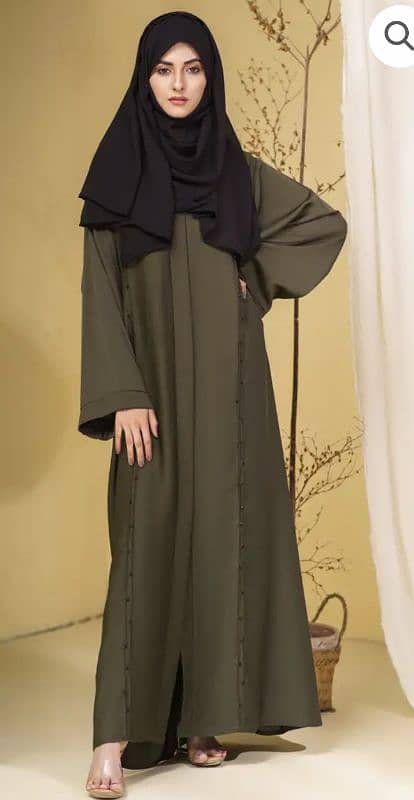 beautiful front open abaya with black hijab 1