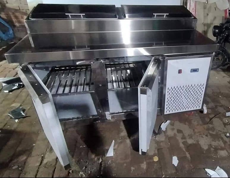 Fryer Breading tabal Pizza perp tabal with Hot plate coffee Machine 2